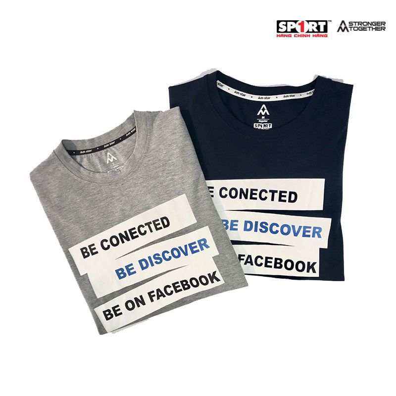 Áo T.shirt AM cotton xanh tím than FaceBook – TSFB06