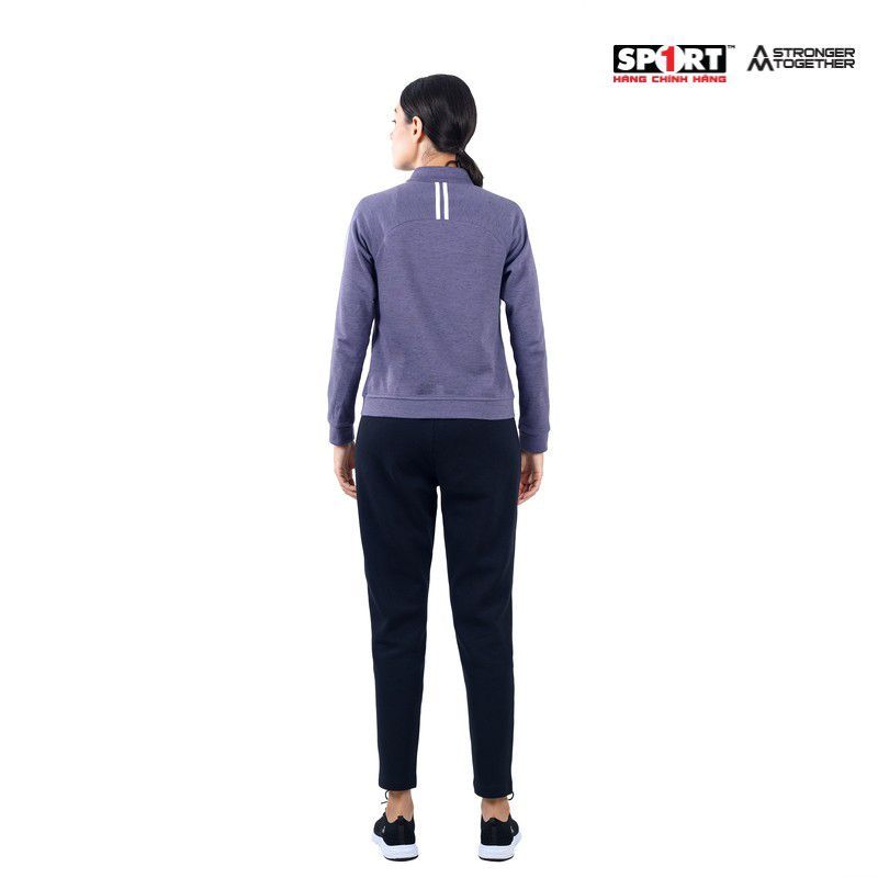 Bộ nỉ AM nữ 2 sọc trắng WTS001 màu Purple/ Black
