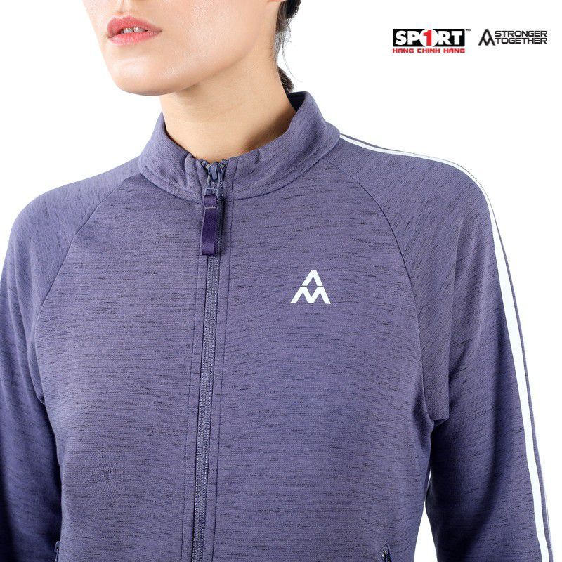 Bộ nỉ AM nữ 2 sọc trắng WTS001 màu Purple/ Black