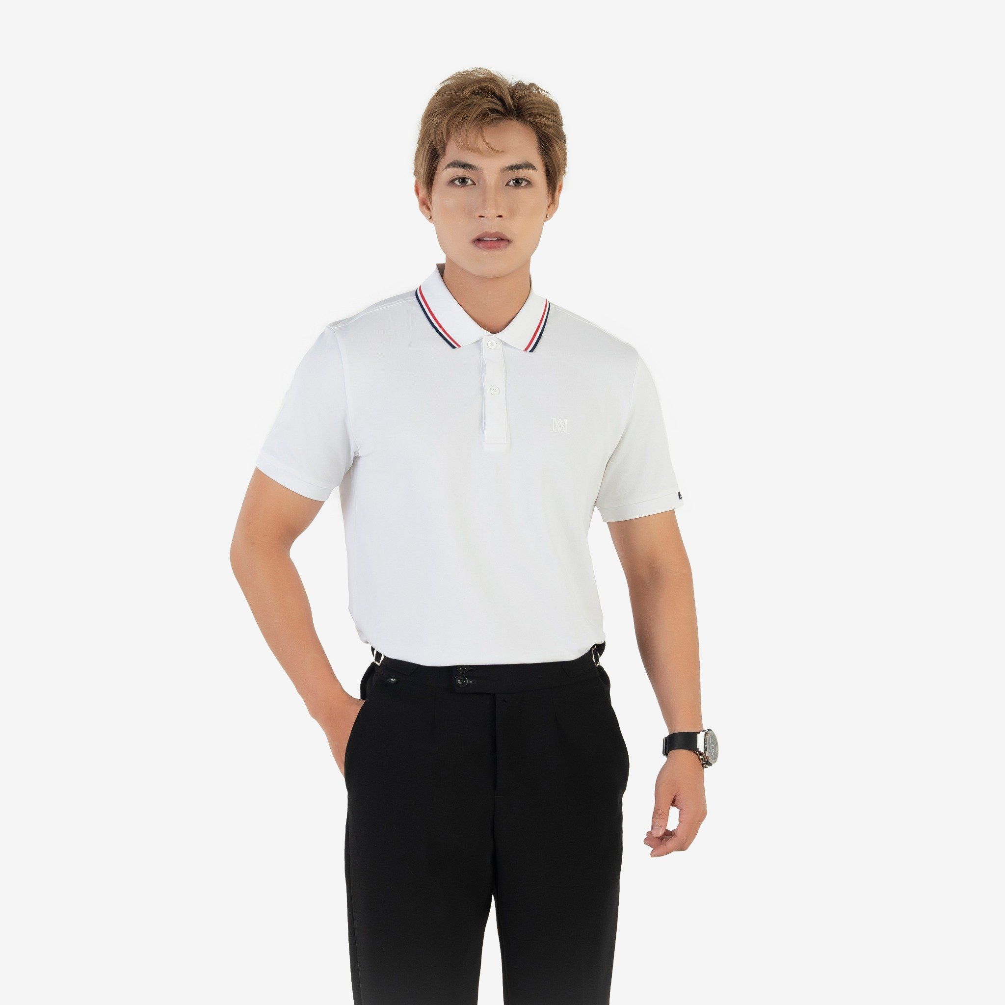 Áo Polo nam AM màu trắng PLM2409-11
