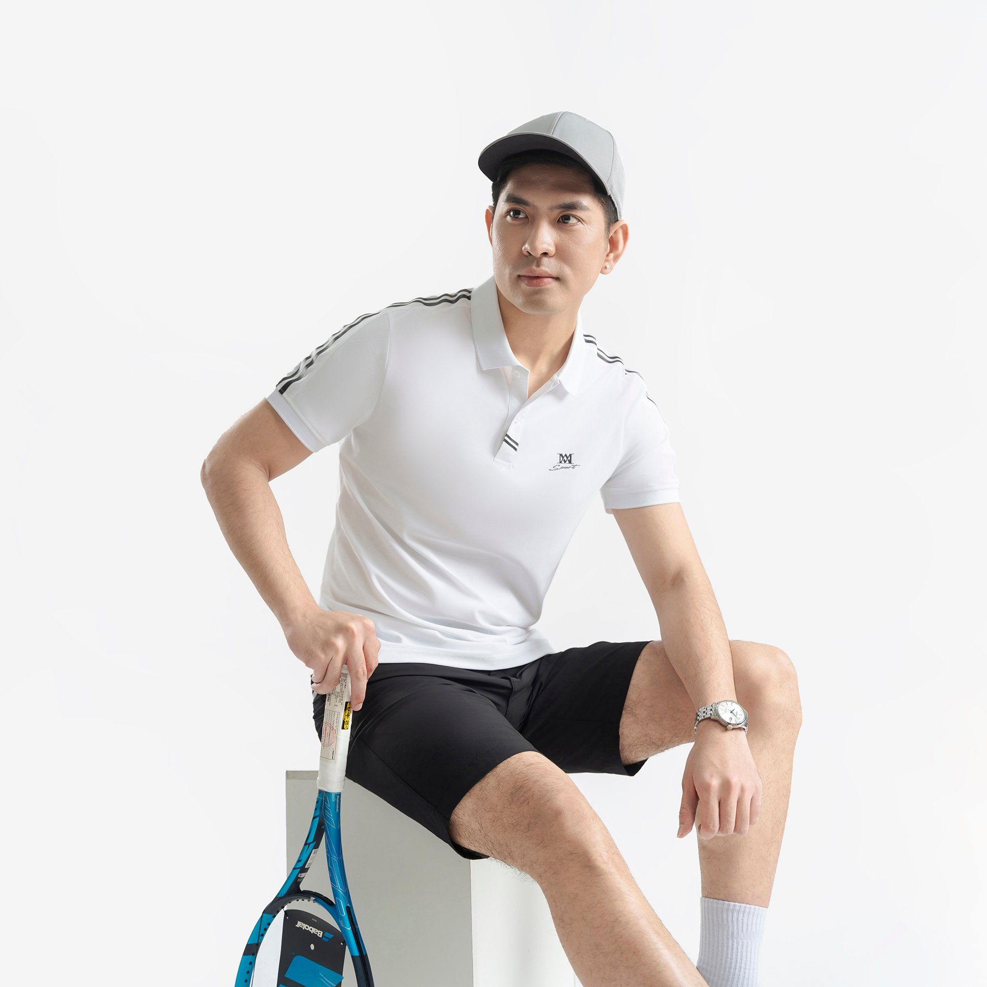 Áo Polo nam AM màu trắng MP25101-11