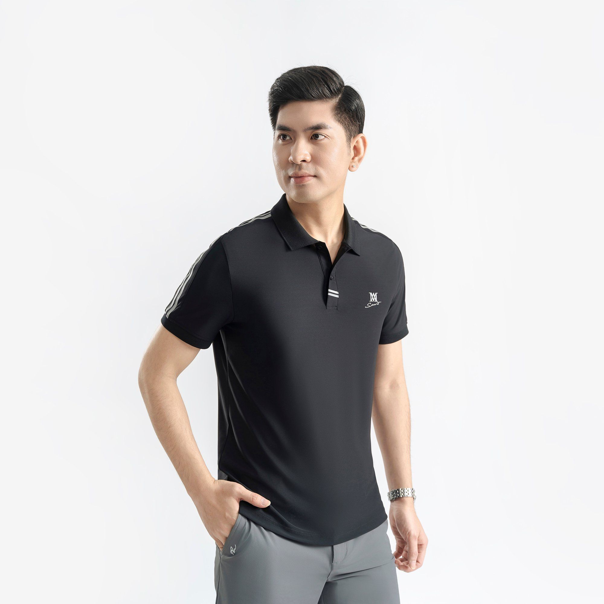 Áo Polo nam AM màu đen MP25101-00