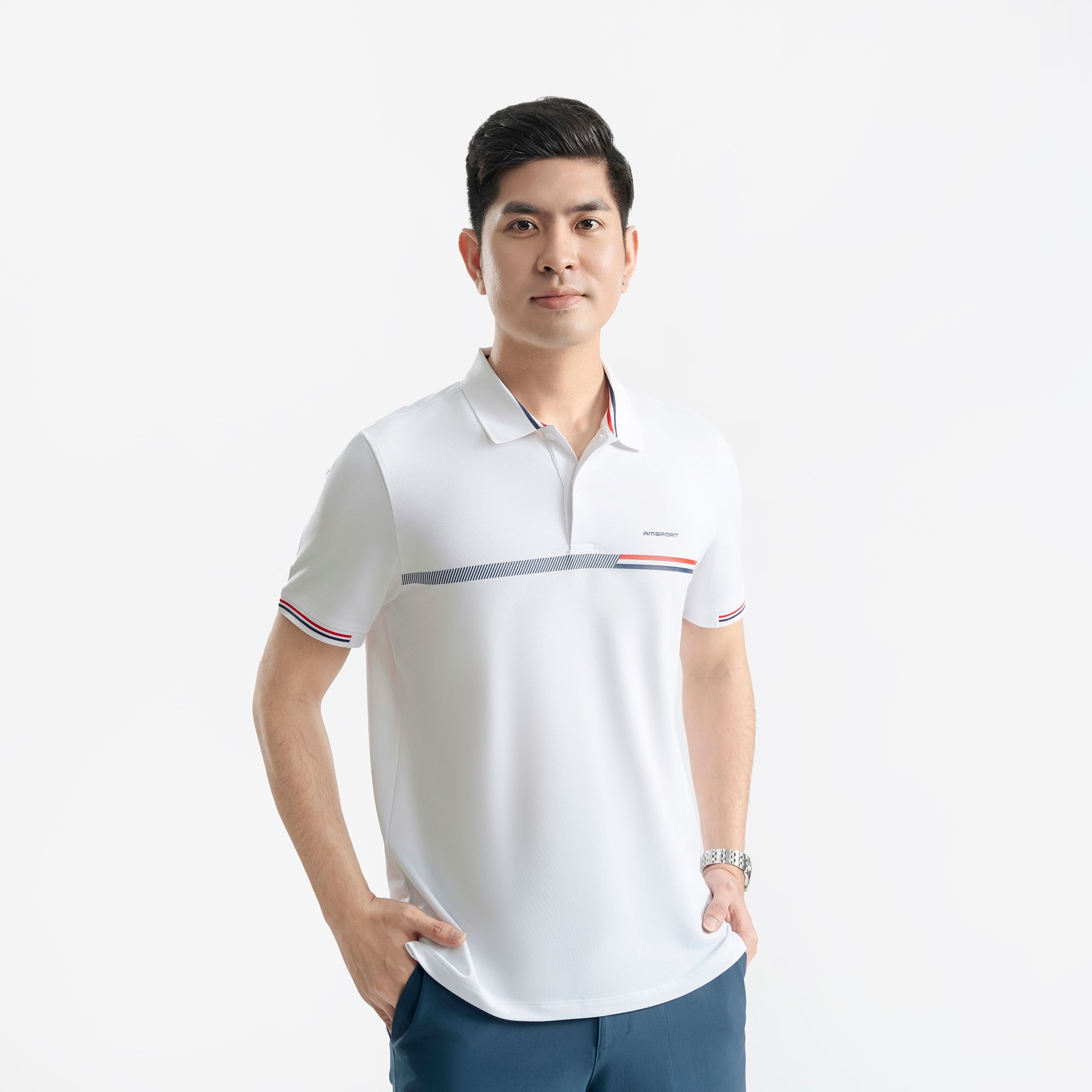 Áo Polo nam AM màu trắng MP25127-11