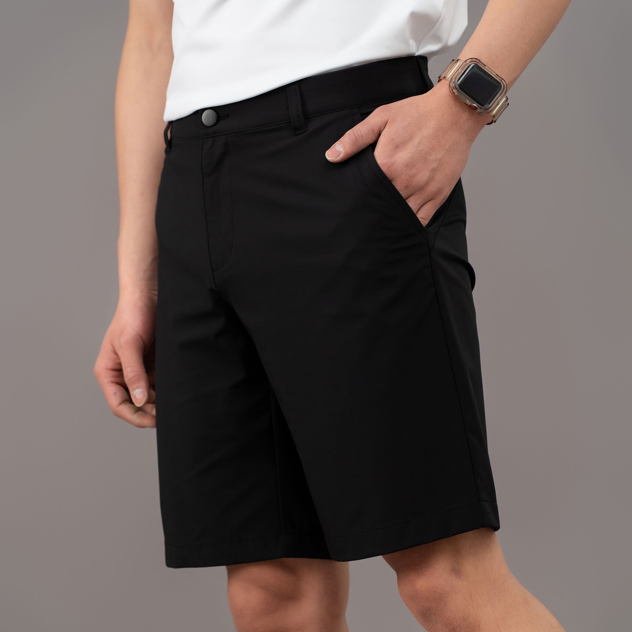  Quần short golf nam AM Black SGM232-00 