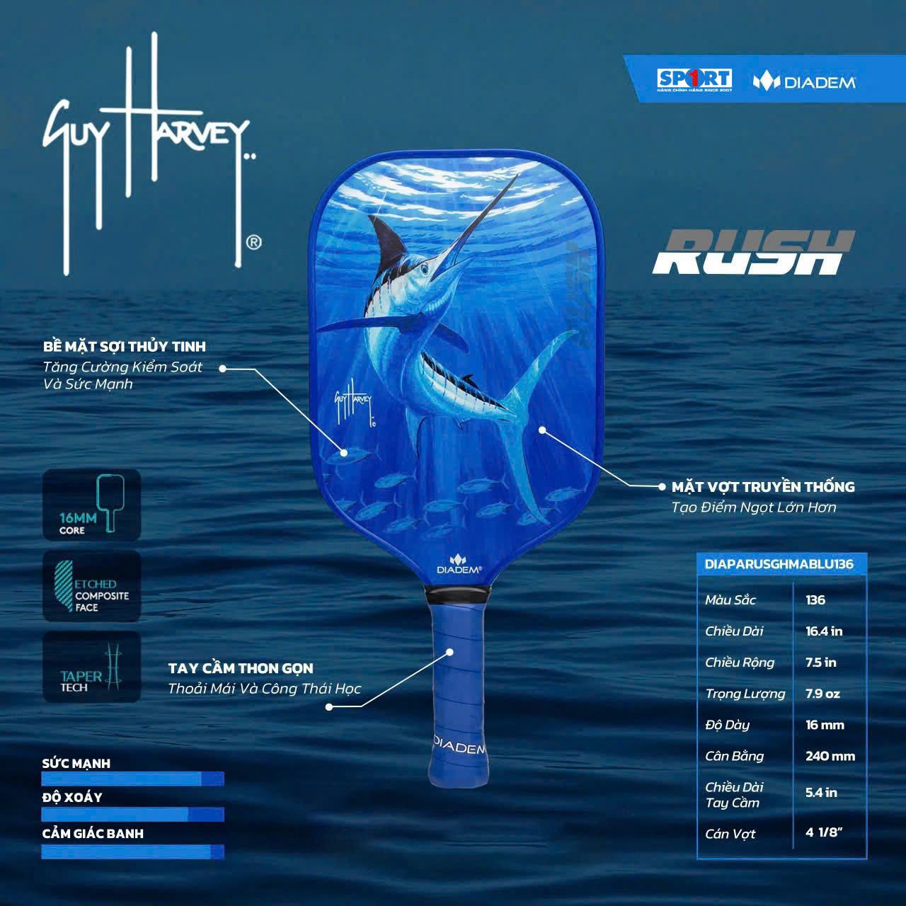 Vợt Pickleball RUSH - Blue Marlin