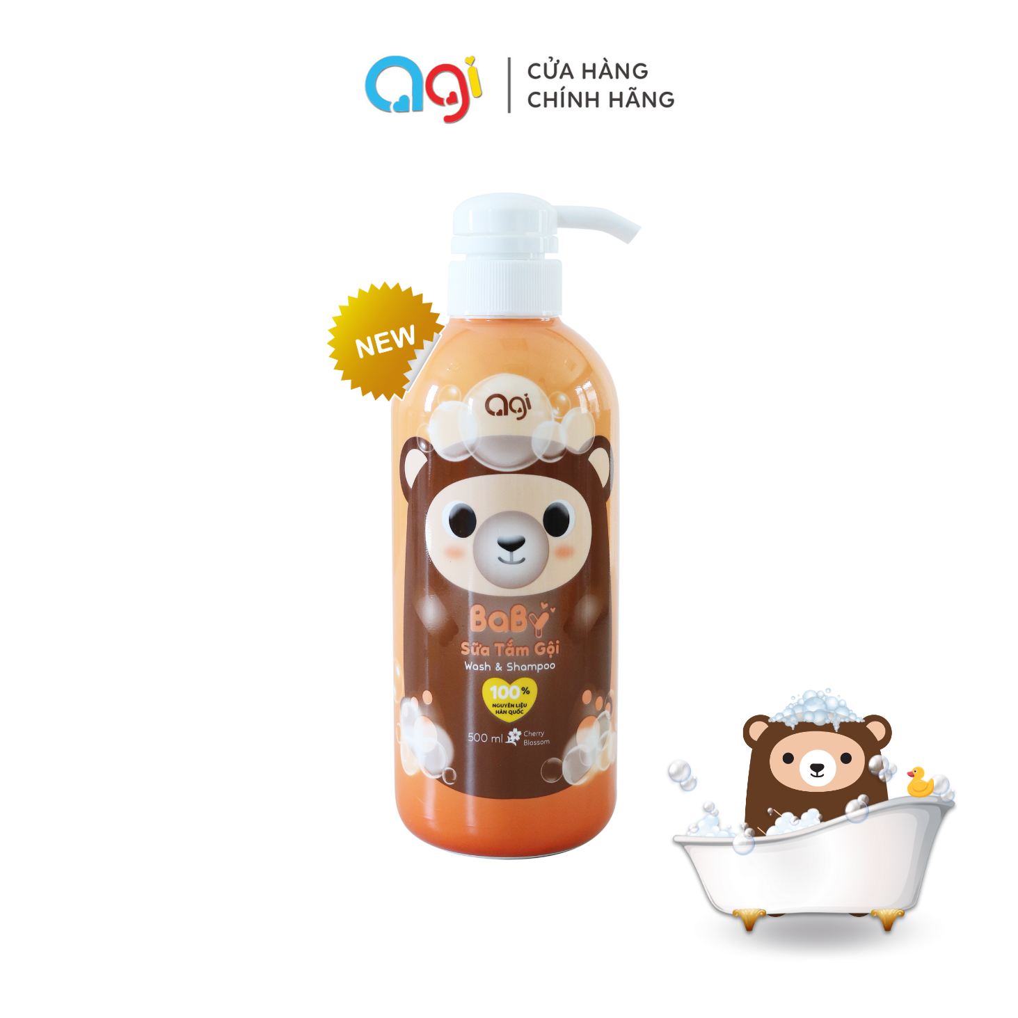 (Mới) Sữa tắm gội Agi 500ml hương Hoa Anh Đào