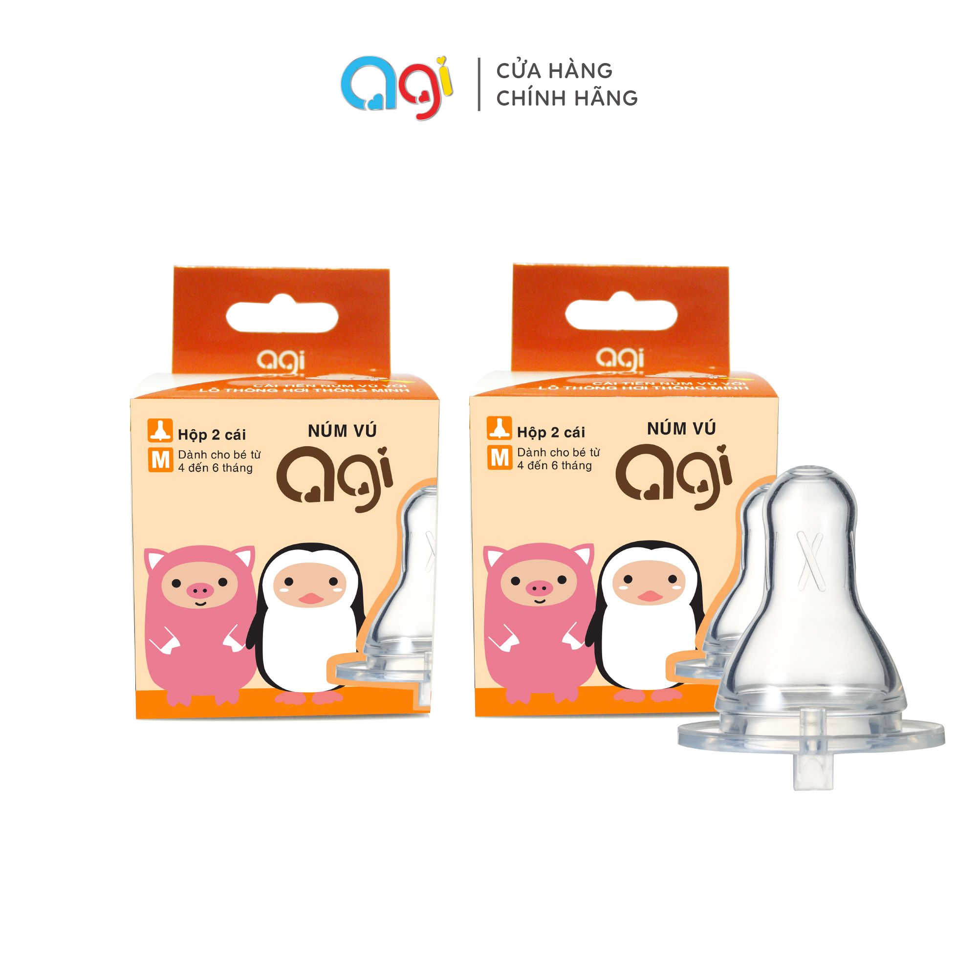 Combo 2 hộp núm vú Agi size M ( cổ hẹp)