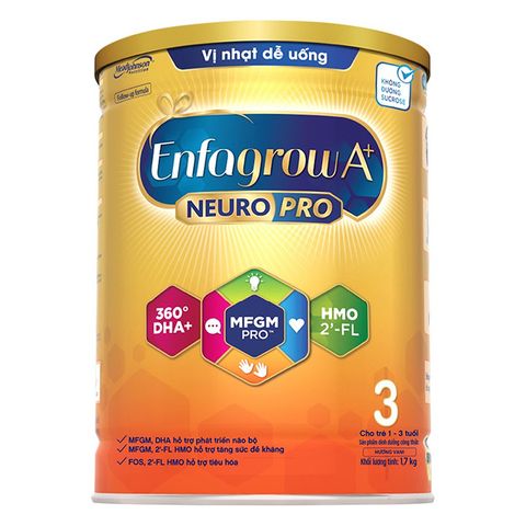  EnfagrowA+ 3 Neuropro+DHA+MFGM+FOS Vani từ 1-3Y1.7kgNew 