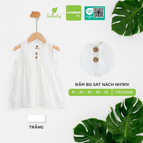  Đầm BG sát nách Lullaby cúc ngực NH191V trắng 1y 