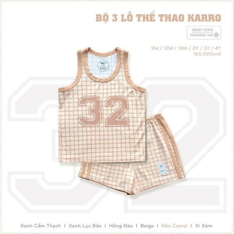  Bộ 3 lỗ Hrnee thể thao karro size 6M-4Y mẫu mới nhất 2023 