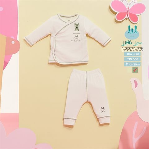  Bộ DTCL Little Love tăm kèm BCT+mũ viền xanh 0-3m 23LL05 