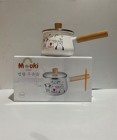  Quánh tráng men cao cấp 16cm có nắp Mooki BéBé 