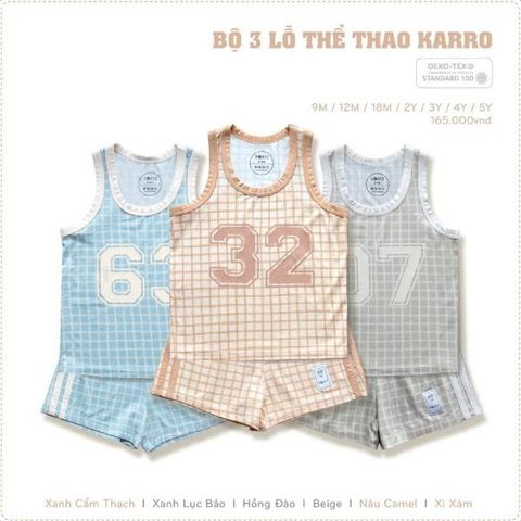  Bộ 3 lỗ Hrnee thể thao karro size 6M-4Y mẫu mới nhất 2023 