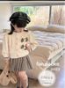 Bộ DT váy len nơ ngực be kẻ xanh size 80