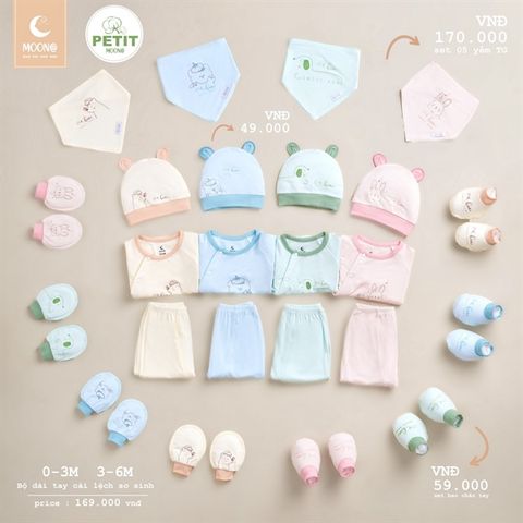  Set mũ, bao tay bao chân SS Moon trắng 