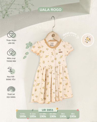  Váy nhún viền hoa nhí UR3930 vàng size 18-24m 