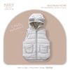 Áo gile Hrnee phao có mũ ghi nhạt 12-18m