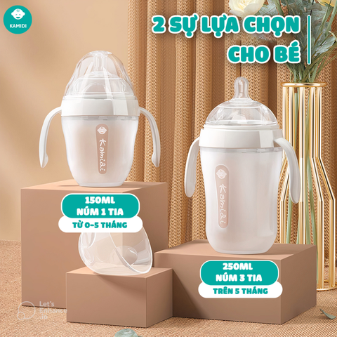  Bình Sữa Kamidi Silicone Trắng 250ml 