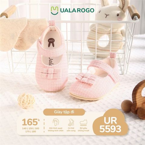  Giày tập đi Uala Rogo 5593 nơ kép hồng/be 