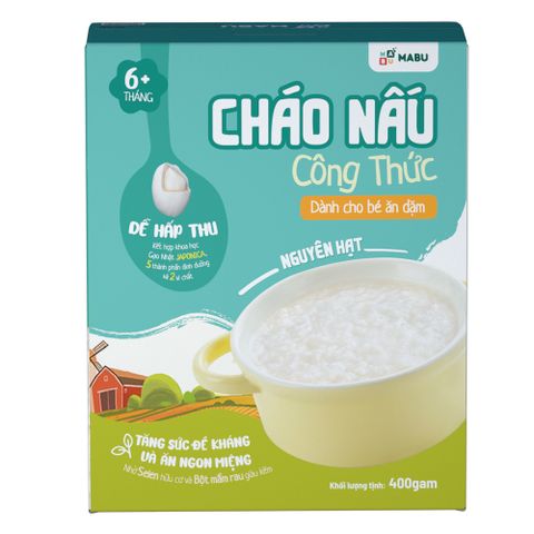  Cháo ăn dặm Mabu nguyên hạt 400g cho trẻ từ 6 tháng 