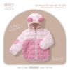 Áo khoác Hrnee phao có mũ hồng pastel 18-24m