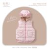 Áo gile Hrnee phao có mũ hồng pastel 6-9m