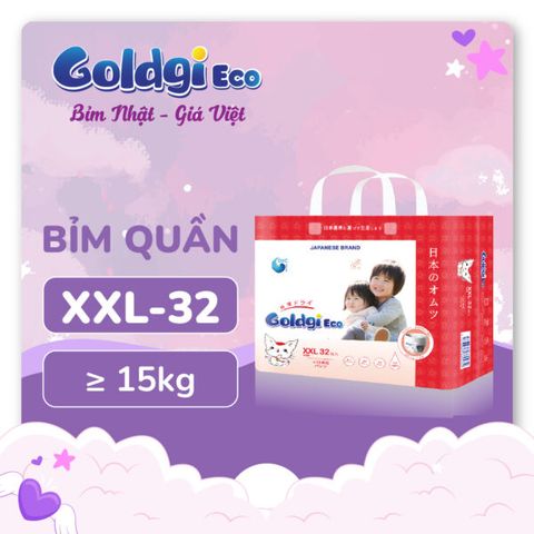  Bỉm quần Goldgi Eco size XXL32 (trên 15kg) 