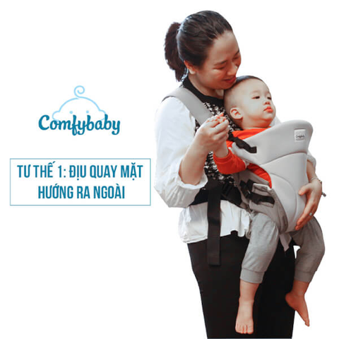  Địu em bé 3 tư thế ComfyBaby màu ghi CF-BK010-GREY 