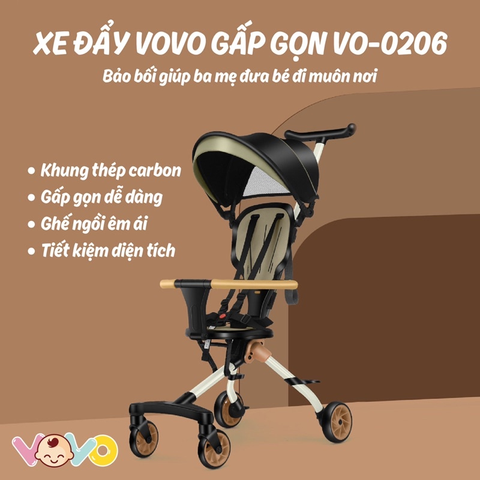  Xe đẩy gấp gọn Vovo 2 chiều 0206 