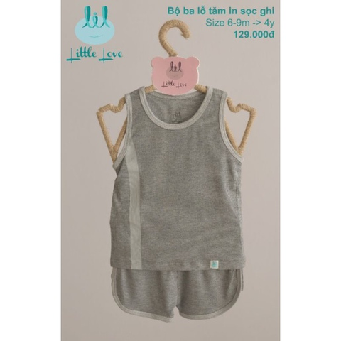  Bộ ba lỗ tăm in sọc Little Love (3 màu ghi - xanh - nâu) đủ size 