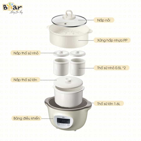  Nồi nấu chậm Bear SUBE 002 1.6L 