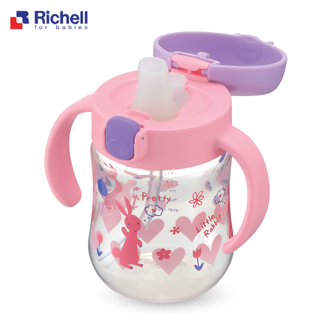  Côc tập uống Richell 2in1 T.L.I hồng 200ml 5M RC21401 