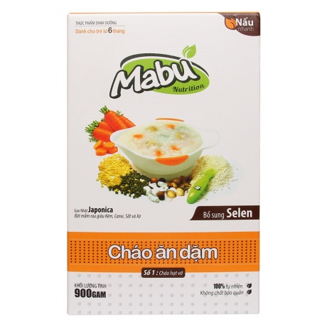  Cháo ăn dặm Mabu hạt vỡ 900g cho trẻ từ 6 tháng 