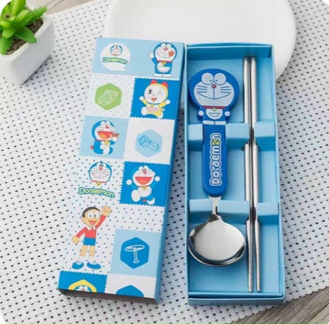  Set thìa, đũa tập ăn inox Doraemon 