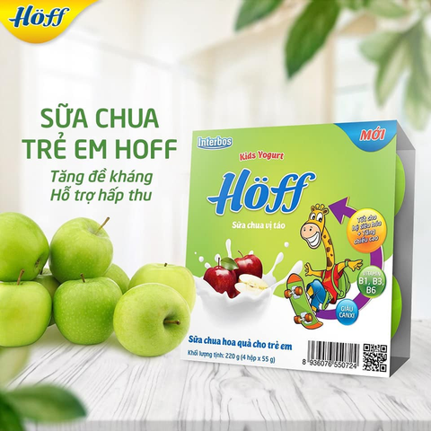  Sữa chua Hoff vị táo vỉ 4 hộp 