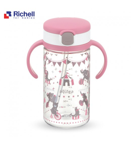  Cốc ống hút Richell (hồng) 320ml RC22017 
