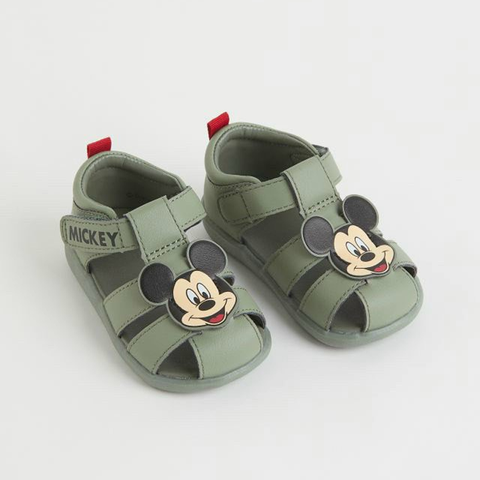  Sandal quai đan mickey xanh rêu 