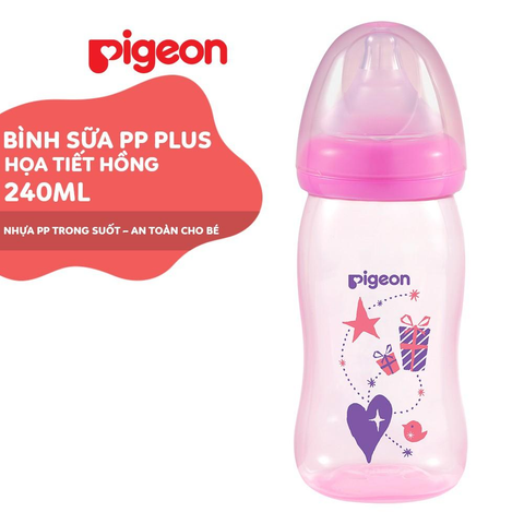  Bình sữa PP plus màu hồng Pigeon 240ml 