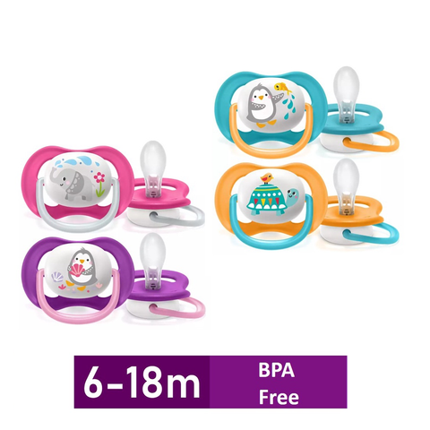  Ty ngậm Avent thông khí hình thú cho bé gái 6-18M set 2 