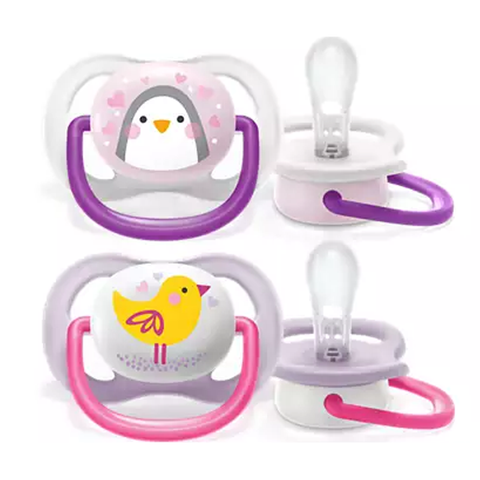  Ty ngậm Avent thông khí hình thú cho bé gái 0-6M set 2 