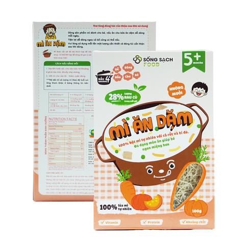  Mì ăn dặm Sống Sạch Food vị bí đỏ cà rốt 100g (5M+) 