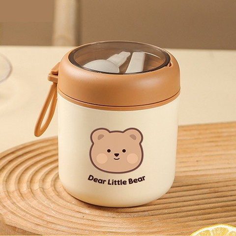  Ủ cháo hình gấu Little Bear kèm thìa và túi chống thoát nhiệt 