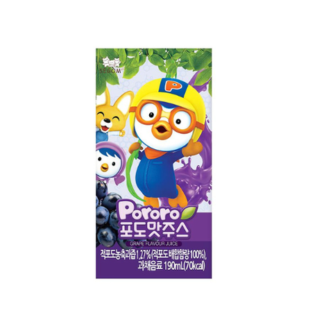  Nước ép trái cây Pororo Segom vị Nho - 190ml 