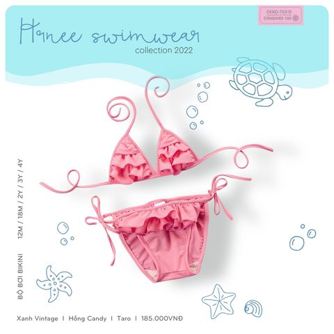  Bộ bơi Bikini Hrnee hồng pastel 22Hr04 12-18m 