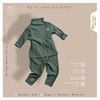 Bộ nỉ lông giữ nhiệt cổ 2p Hrnee xanh Olive size 12-18m