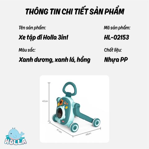  Xe tập đi 3in1 Holla 02153 hồng 