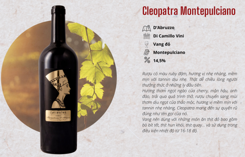 RƯỢU VANG Ý CLEOPATRA MONTEPULCIANO