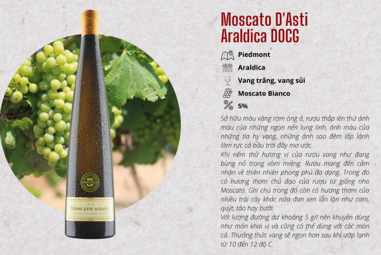 RƯỢU VANG Ý MOSCATO D'ASTI ARALDICA