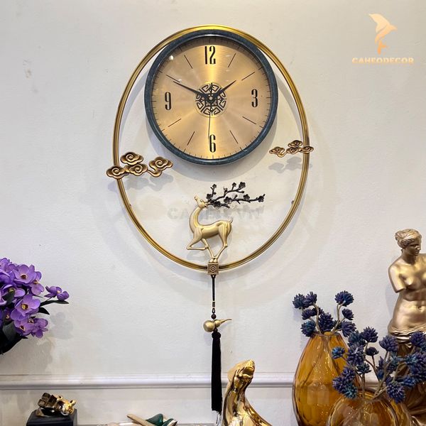 Đồng Hồ Trang Trí Treo Tường Hươu Vàng Trường Thọ – Cá Heo Decor