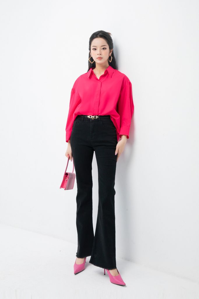 ÁO SƠ MI HỒNG OVERSIZE SM00512